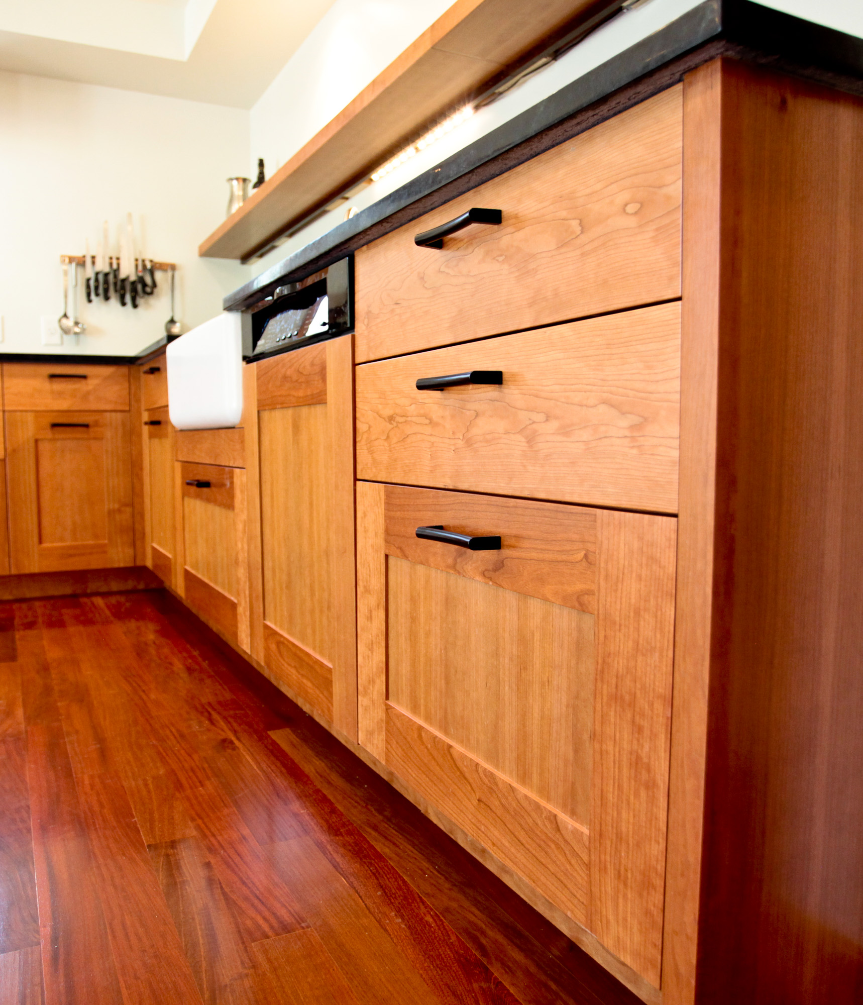 Solid cherry wood kitchen cabinet